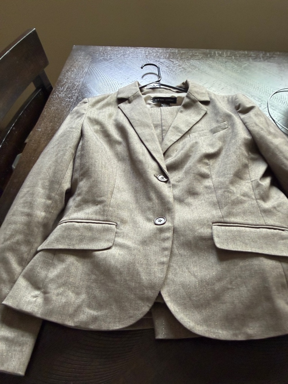 New York & Company Taupe Herringbone Blazer